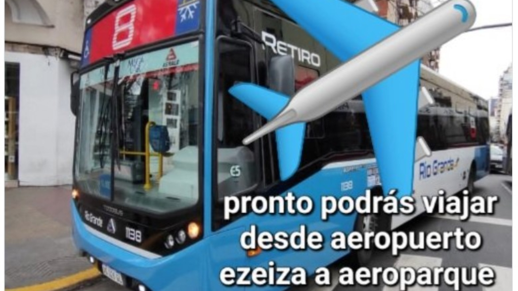 El posteo de la nueva linea 8 de colectivos anunciando su próxima conexión entre Ezeiza y el Aeroparque.