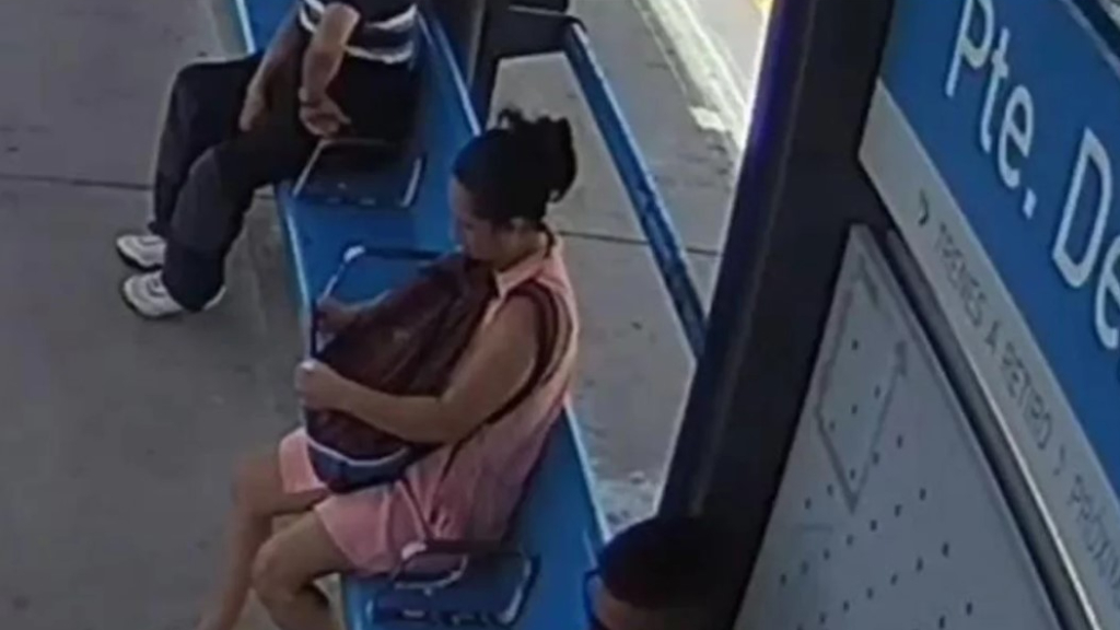 Rosalía Soledad Paniagua, filmada en la estación de Derqui tras salir de la casa de Roberto Wolfenson. La empleada doméstica es la principal sospechosa del crimen ocurrido en el country La Delfina de Pilar.