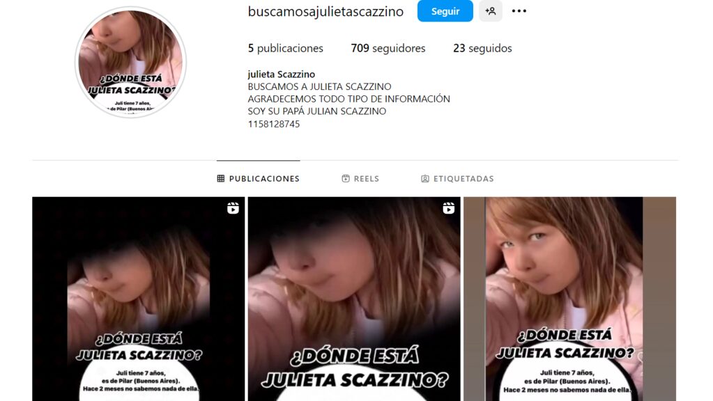 Pilar, Julieta Scazzino, chica desaparecida