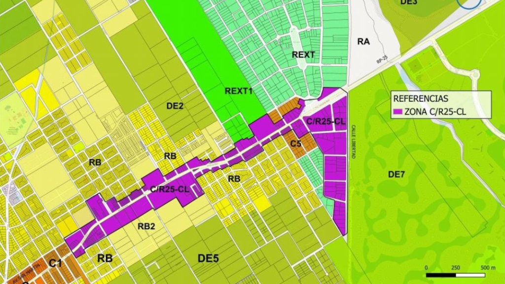El mapa con la rezonificación votada por el Concejo Delibrante de Escobar.