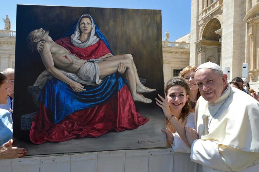 Agostina Mauro San Vicente Artista Papa Francisco Lionel Messi Diego Maradona