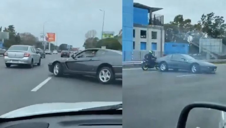 Locura al volante con una Ferrari en la avenida Lugones: quién es el dueño del súper auto que hizo un trompo en plena hora pico