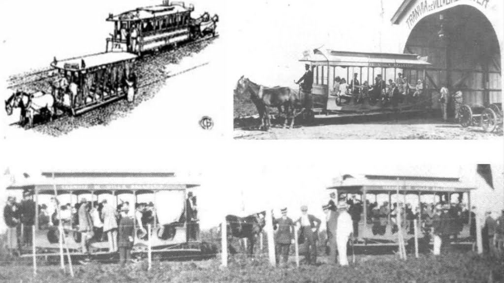 El viejo tranvía 'a caballo' que salía de la Asociación Scout, sobre la calle Lacroze.