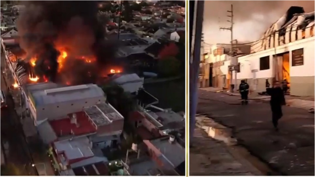 Los bomberos de Lomas del Mirador trabajaron durante la noche en la pañalera incendiada en la calle Alvear.