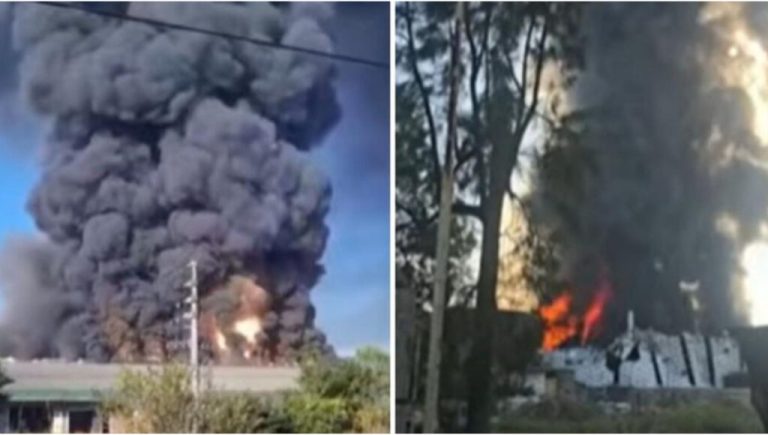 Feroz incendio en Francisco Alvarez: miedo, desastre y evacuados al arder un depósito de pintura