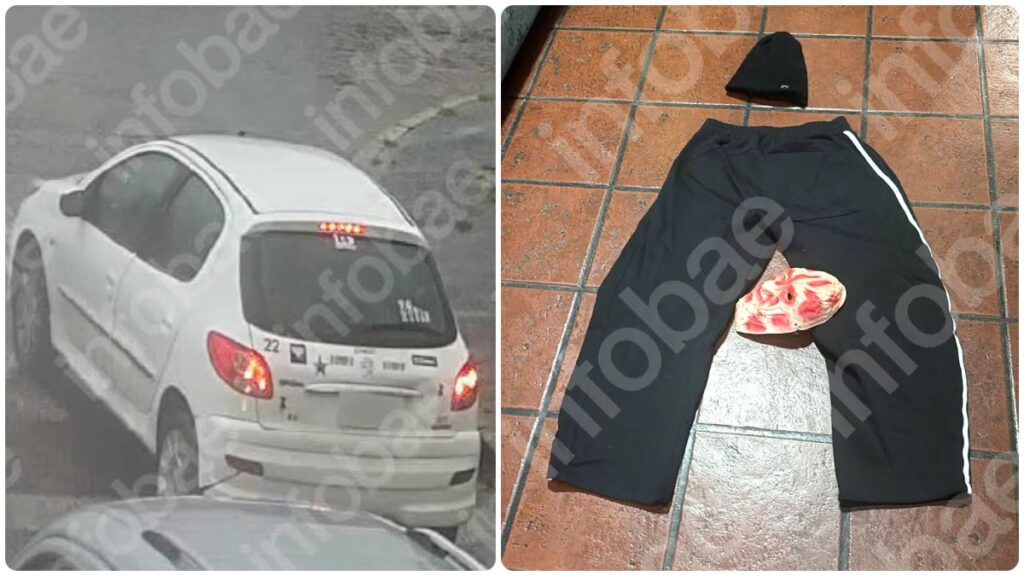 A la izquierda, el Peugeot 207 con el que se intentó hacer el robo a Scioli. A la derecha, ropa y máscaras secuestradas.