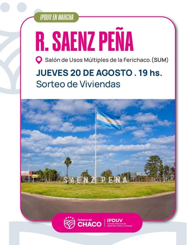 🔴 PROVINCIALES | El IPDUV realizará este jueves 20 el sorteo de viviendas en Sáenz Peña